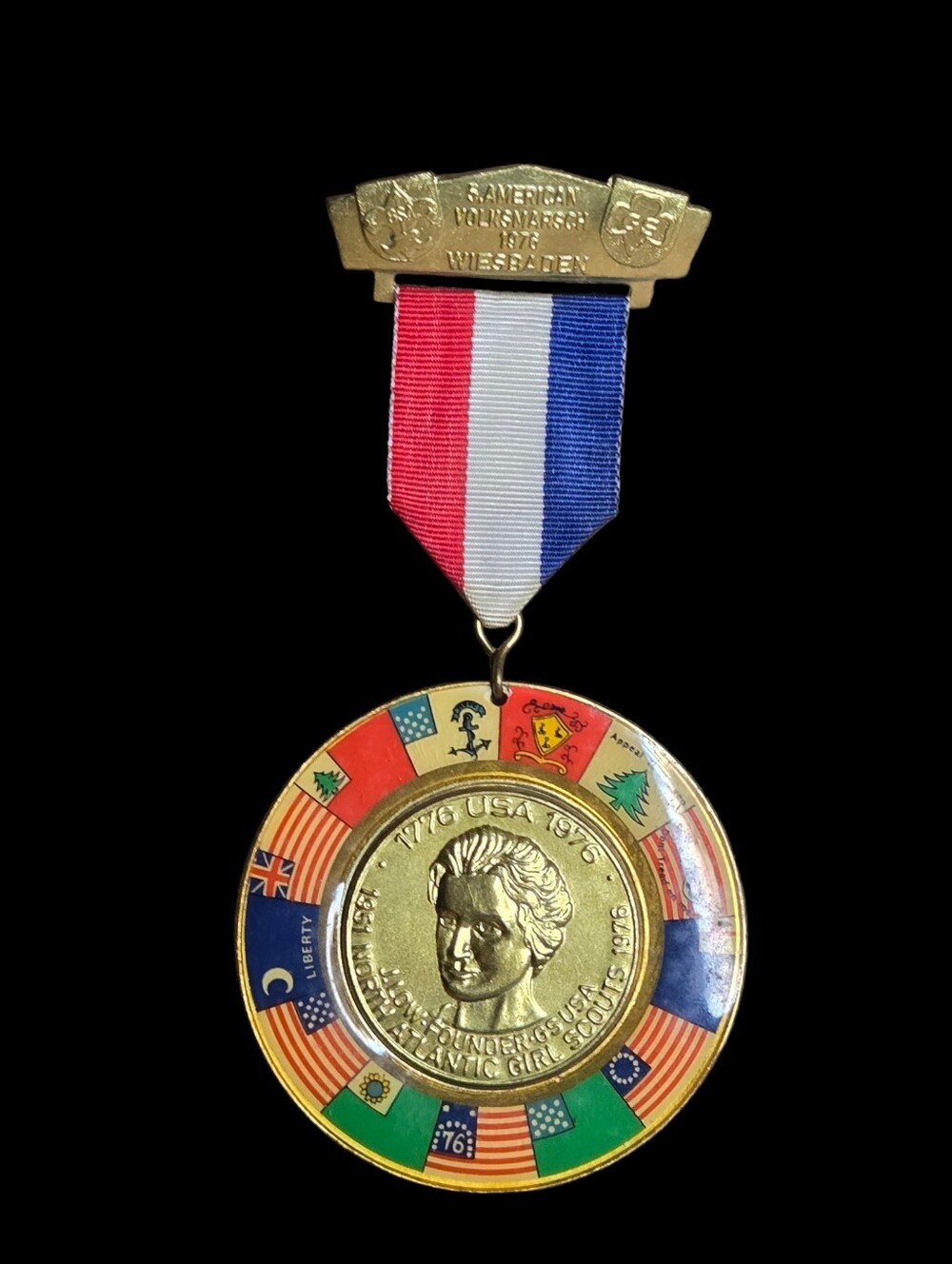 Super Rare 1976 Bicentennial Volksmarsch Medal Wiesbaden Germany BSA GSUSA